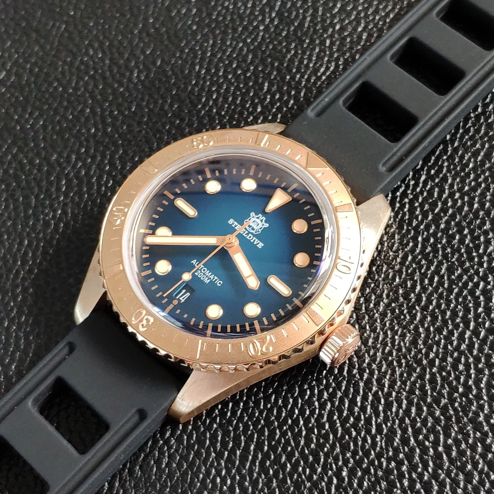 2020 Sports Watch Luxury Men's STEELDIVE Luminous Diving Swimming CUSN8 Bronze Sapphire Automatic Pilot's | Наручные часы
