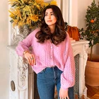 Женский трикотажный кардиган с V-образным вырезом и длинным рукавом