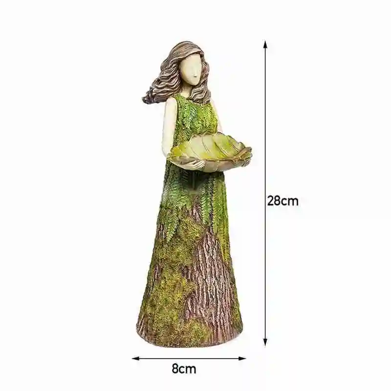 

Outdoor Bird Feeder Girl Resin Statue Garden Courtyard Gardening Resin Ornament Decoration 28*8 Cm