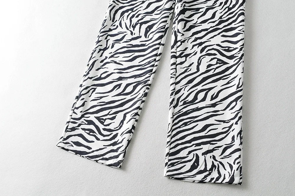 

Women's Clothing 21 Spring New High Waist Black and White Stripes Women's Casual Slacks