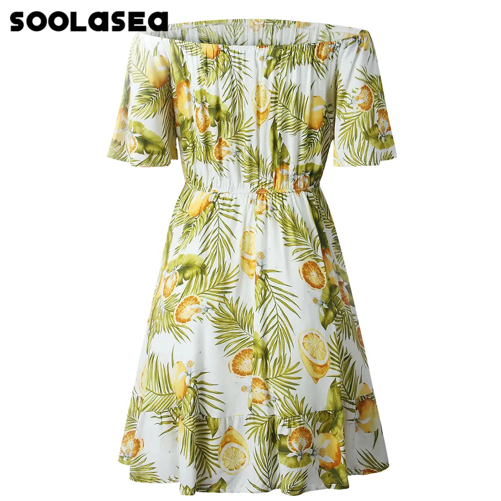 Женское богемное платье с листьями BOHO SOOLASEA летнее цветочным принтом и открытыми