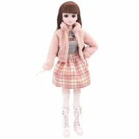 60cm 21 movable joints bjd doll with clothes daily casual wear skirt pants vest jeans 13 dolls 4d eyes doll toy for girls gift