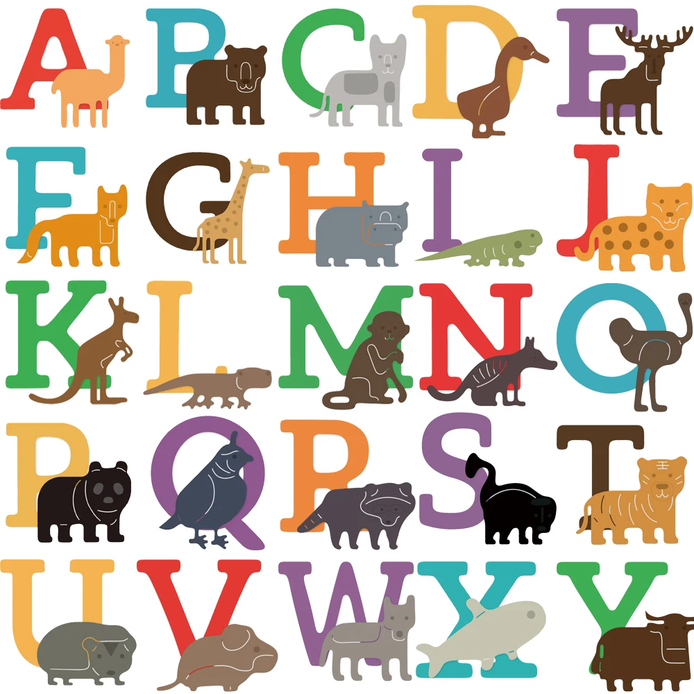 Мультфильм джунгли 26 букв Алфавит животные Металл резка штампы DIY Скрапбукинг