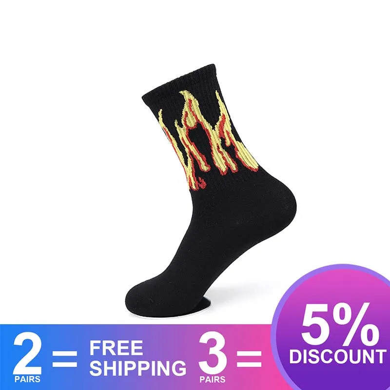 Мужские модные носки в стиле хип хоп хит цвета для катания на пожаре красный