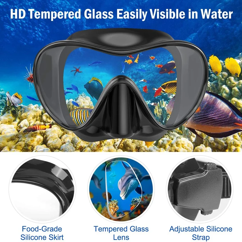 Маска для подводного плавания с защитой от запотевания и пропусканием на 180