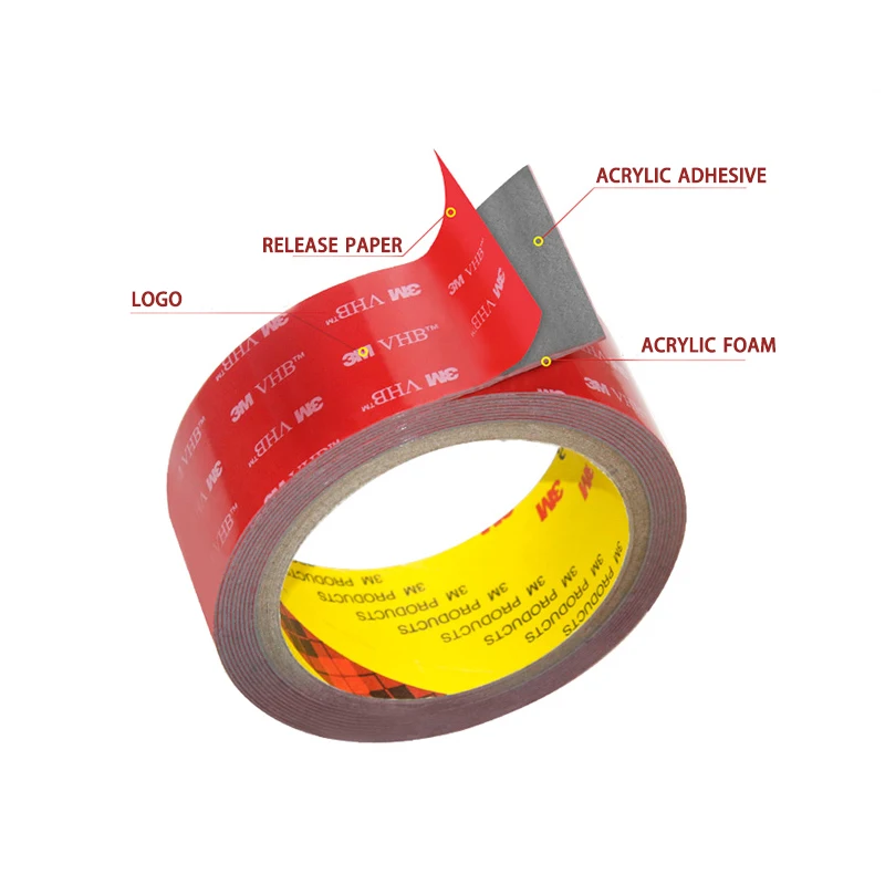 3M VHB Double Side Tape Super Strong High Temperature Gray Foam Adhesive Two Face For Car/Home Decor Wide 5-50mm Customized