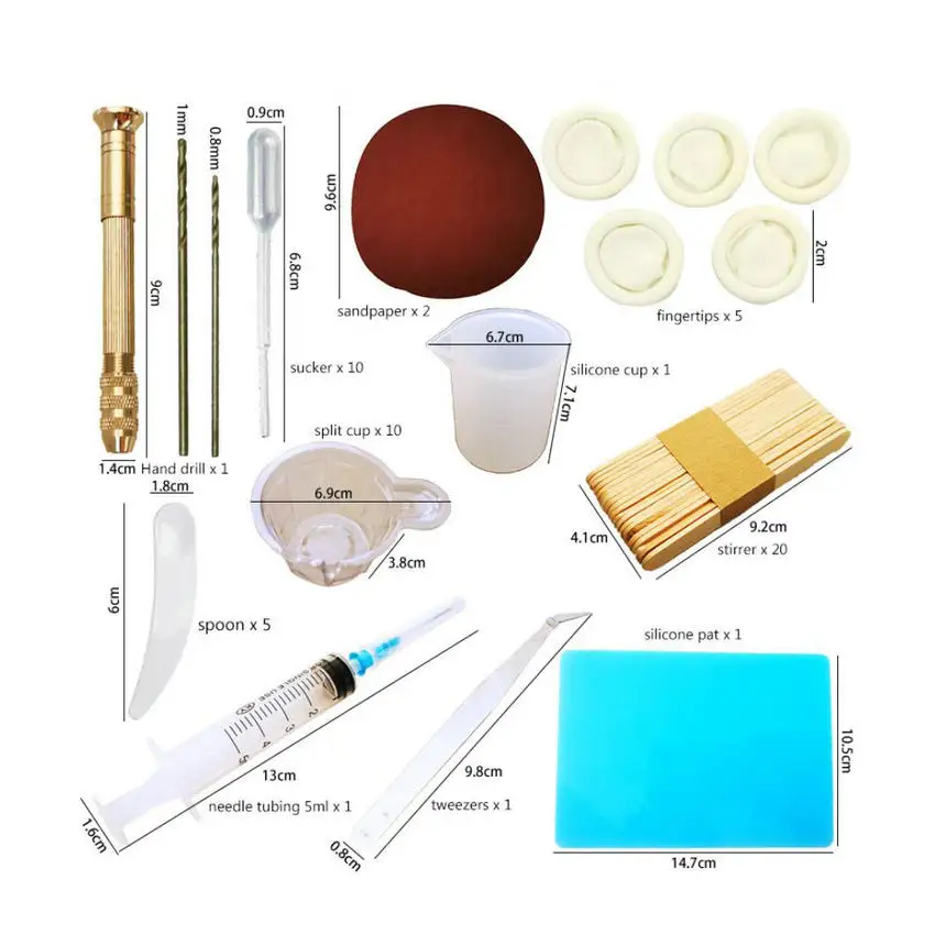 

Resin Craft DIY Basic Tool Set Hand Drill Needle Tubing Tweezers Epoxy Resin Jewelry Making Tools Silicone Cup Stirrer