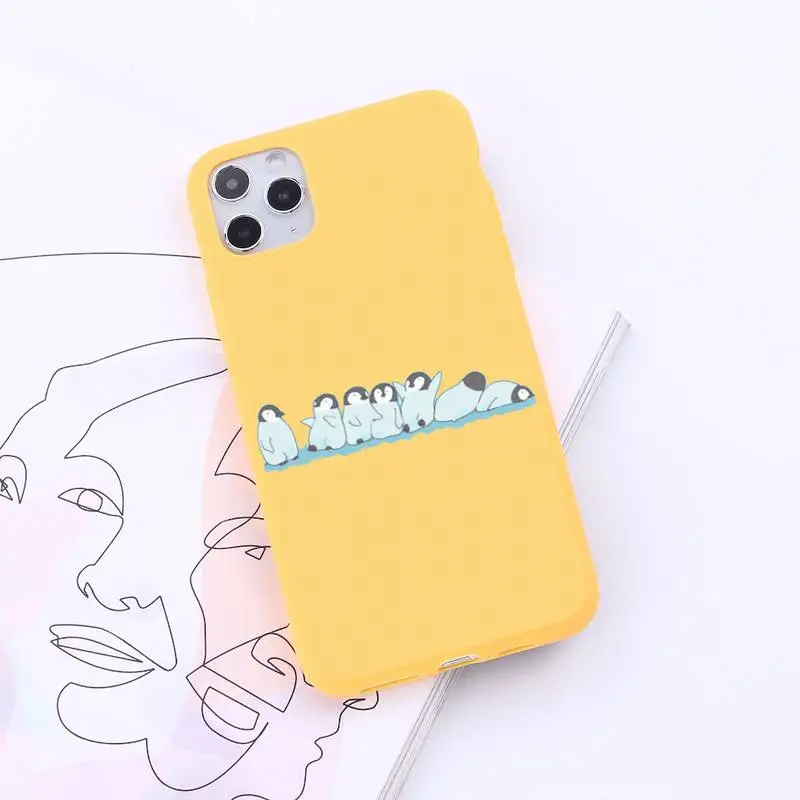 

Penguin Polar Bear cute fashion Phone Case Candy Color for iPhone 6 7 8 11 12 s mini pro X XS XR MAX Plus Anti-fall
