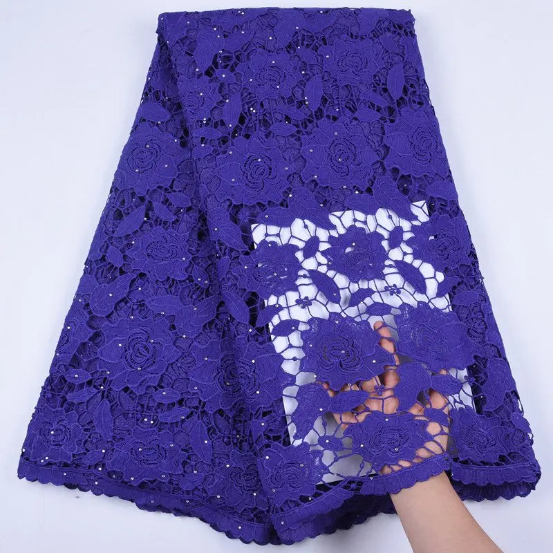 Чистая белая Африканская Хлопковая кружевная ткань вышитая французская