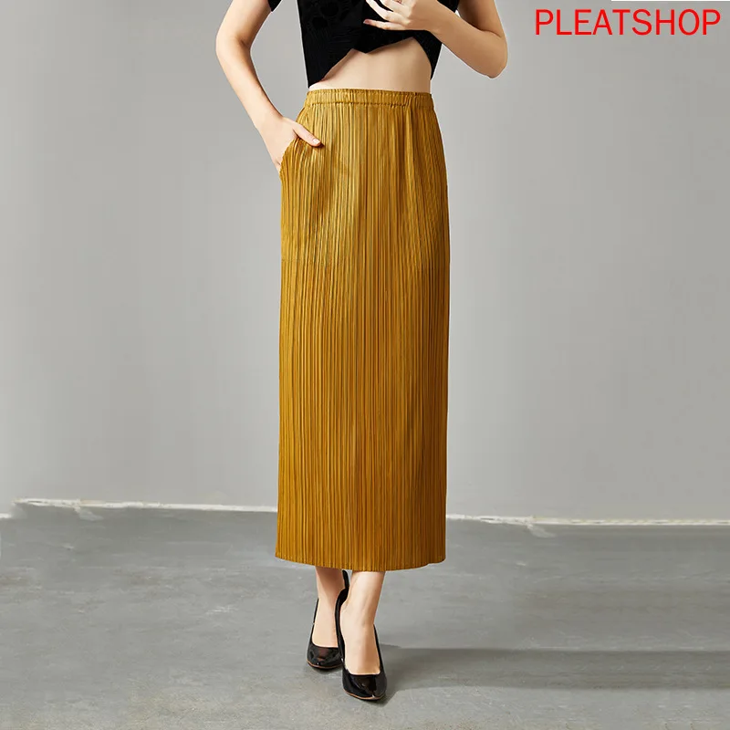 2023 New Style High-Waisted Skirt Female Summer Fashion Slim Elastic Rear Slit Bust Skirt Solid Color One-step Skirt Upe Faldas