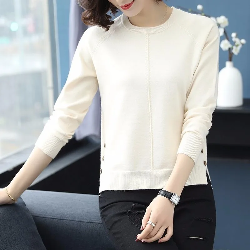 Обычный стиль женский свободный свитер новинка 2019 весна и осень тонкий с круглым