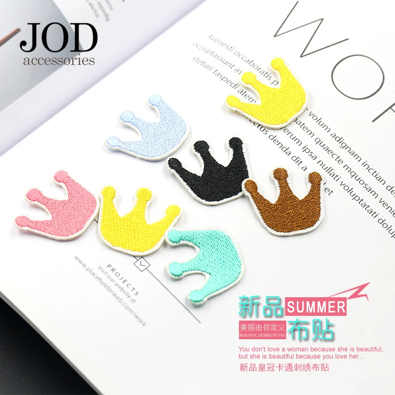 6 шт цветные термонаклейки с короной на одежде детские железные значки нашивке