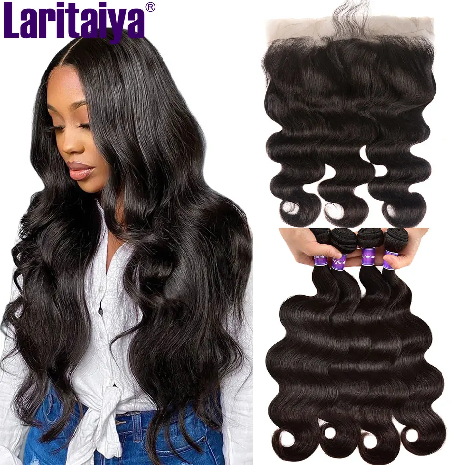 Laritaiya Malaysian Body Wave Bundles With Frontal 100% Human Hair Body Wave Bundles With Closure Lace Frontal With Bundles