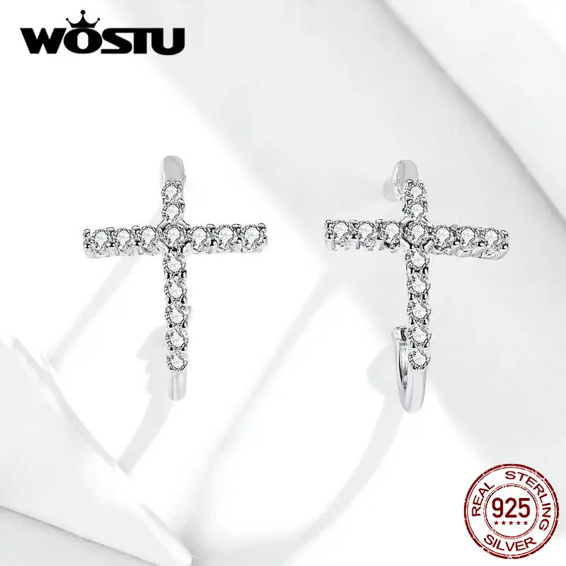 Женские сережки гвоздики WOSTU из стерлингового серебра 925 пробы с кристаллами