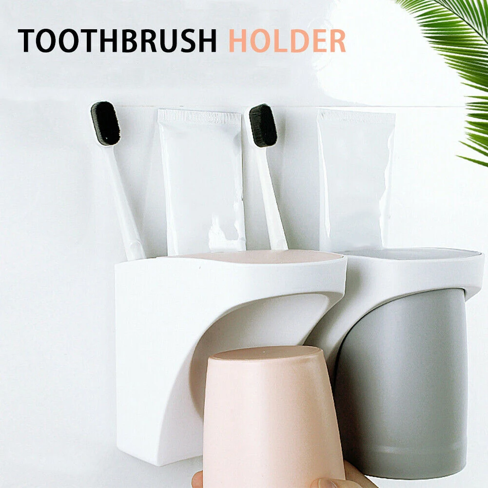 

Cup Storage Wall Mounted Toothbrush Holder Solid Magnetic Adsorption Home Hotel J8