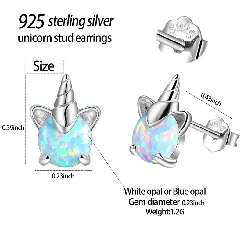 Женские серьги-гвоздики из серебра 925 пробы с голубым и белым огненным опалом |