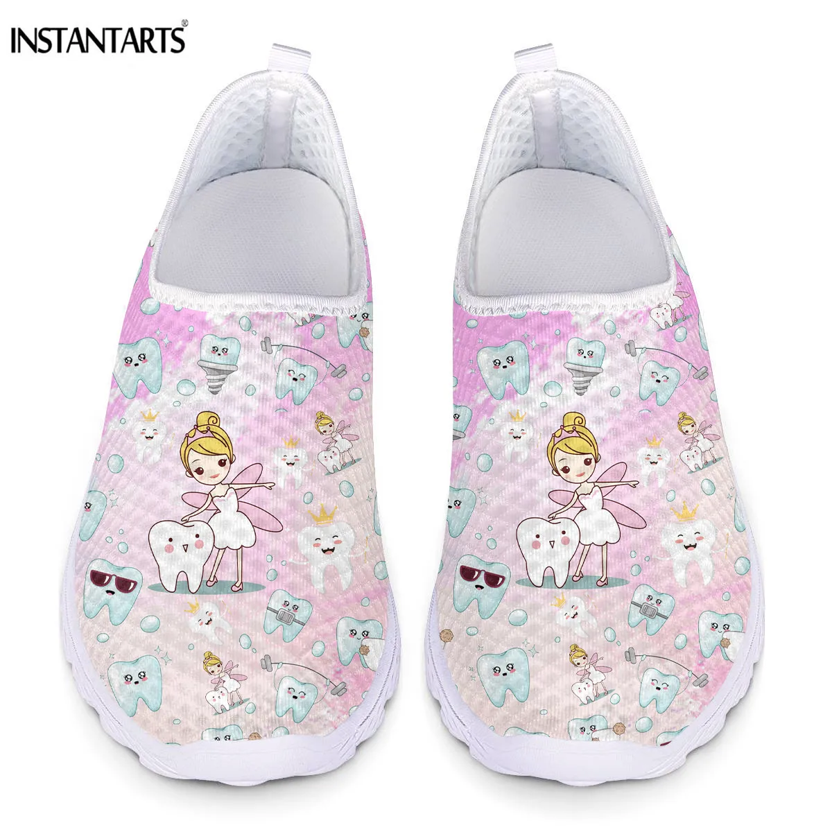 INSTANTARTS Lovely Teeth Fairy Print Women's Shoes Slip On Mesh Sneaker Summer Casual Comfortable Work Female Footwear | Обувь