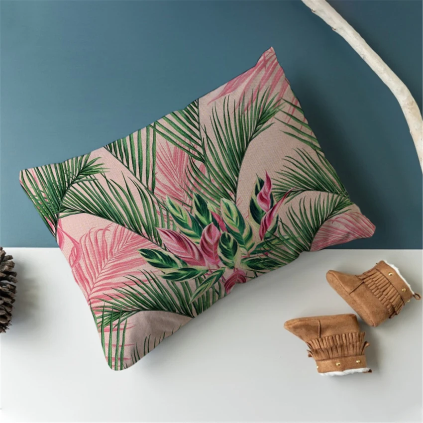 

Fuwatacchi Bedroom Sleeping Pillowcases for Home Decor Rectangle Decorative Throw Pillows Green Plant Leaves Print Cushion Cover