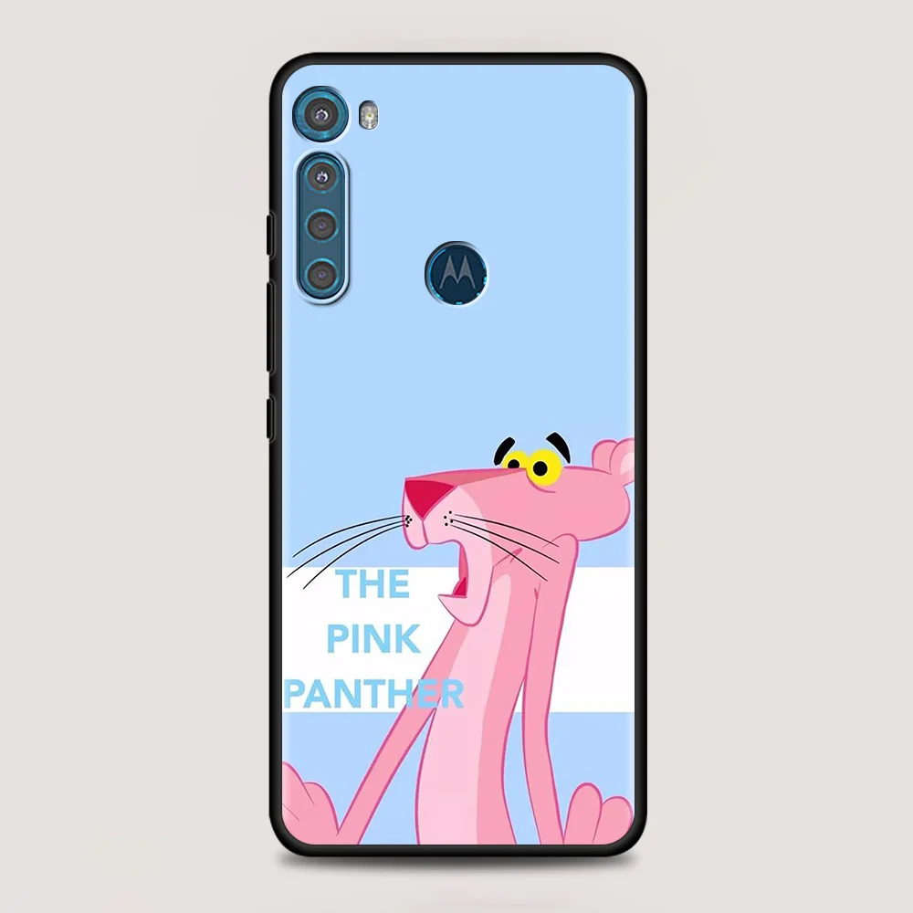 For MOTOROLA One Fusion Case for Moto G10 G9 G8 Plus Play Power One G20 G30 G40 G50 G60 Edge 20 Phone Shell Cartoon Pink Panther