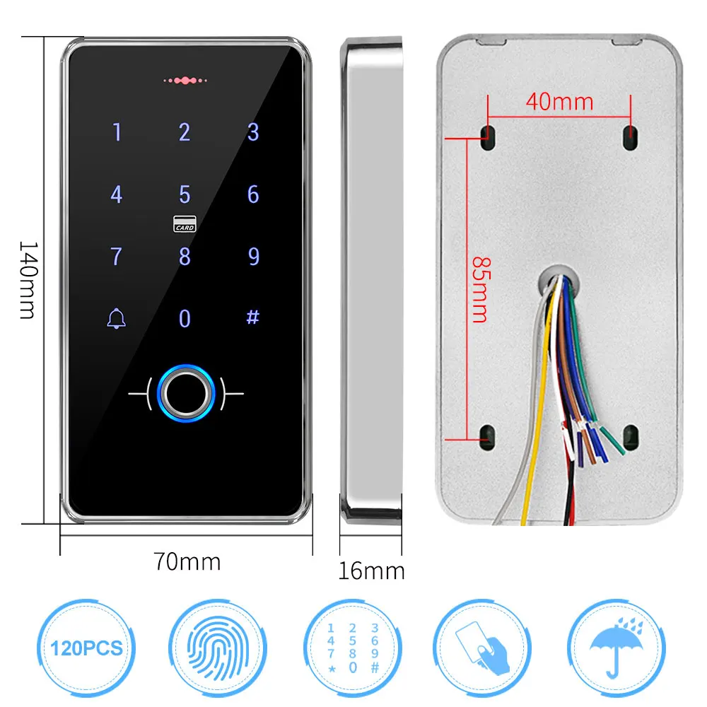 Outdoor IP68 Waterproof RFID Biometrics Fingerprint Access Control Keypad Touch Keyboard 13.56MHz Electronic Door Opener System |