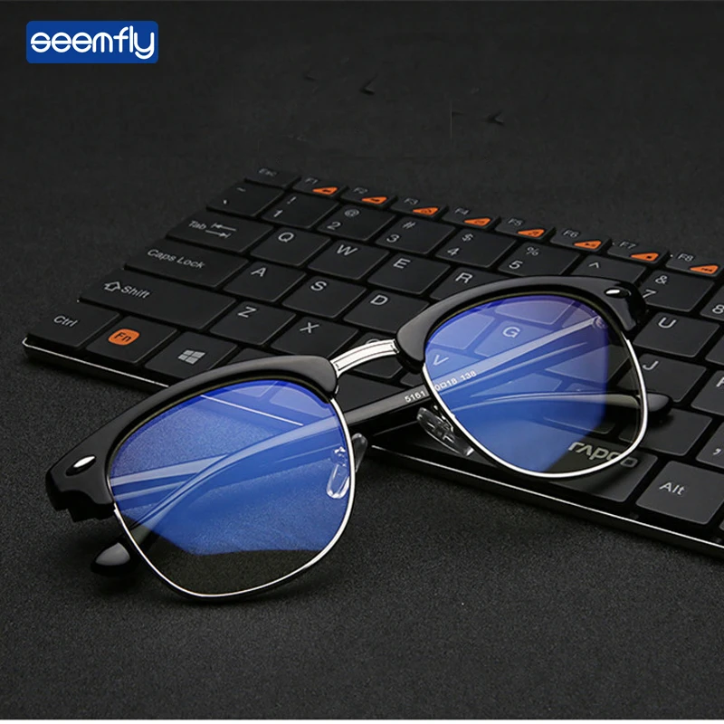 

Seemfly 2021 Women Glasses Frame Men Half Metal Frame Eyeglasses Vintage Square Clear Lens Optical Spectacle Colorful Spectacles