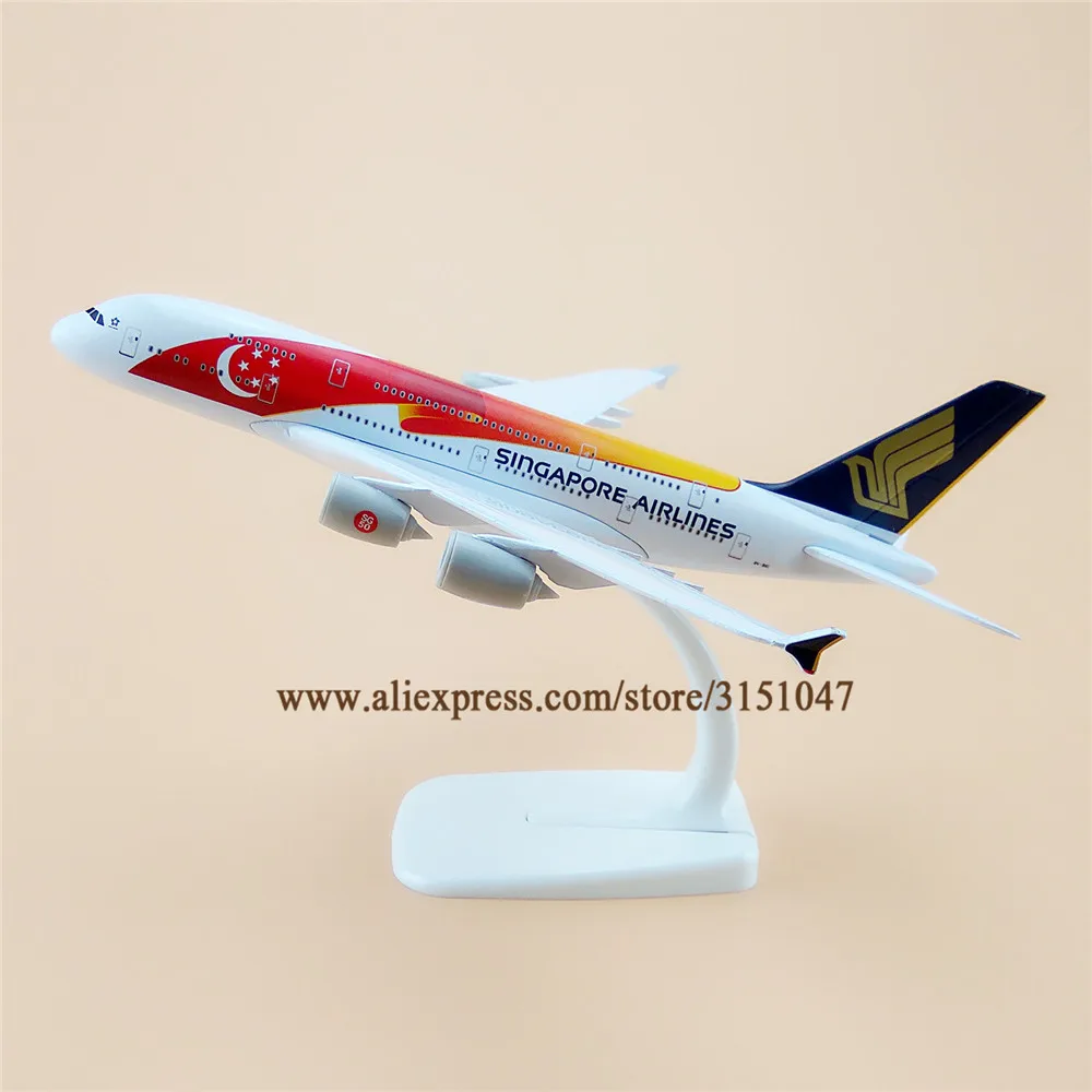 

Alloy Metal Red Air SINGAPORE Airlines Flag A380 Airplane Model SINGAPORE Airbus 380 Airways Plane Model Aircraft Gifts 20cm