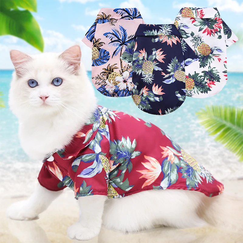 

Dog Shirts Clothes Summer Beach Clothes Vest Pet Clothing Floral T-Shirt Hawaiian For Small Large Dog Chihuahua Cat clothes