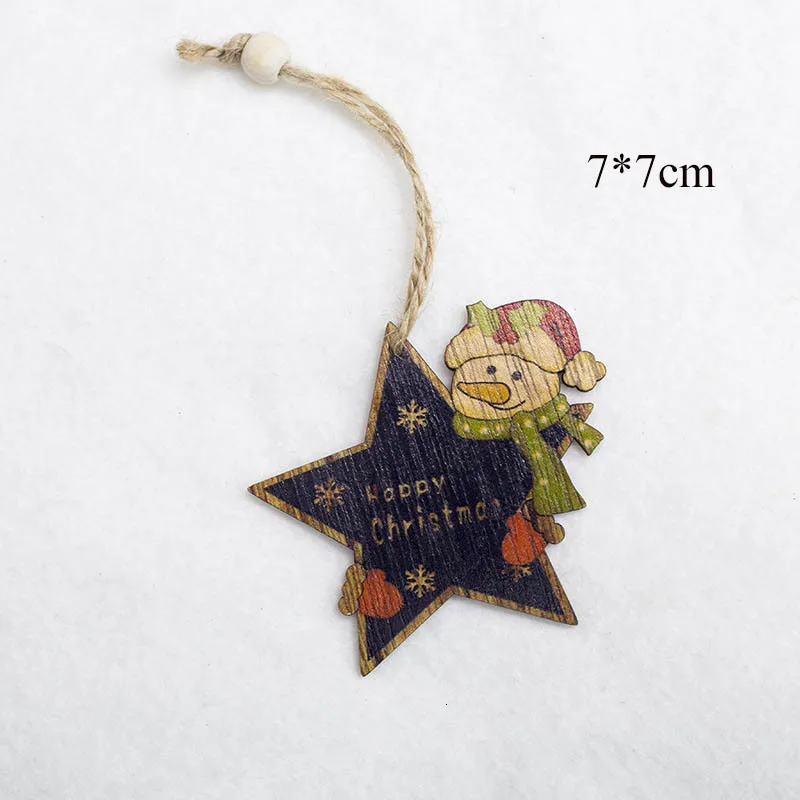 2PD-62887-1 1 снежинки, олень, Санта-Клаус, Рождественская елка, подвеска из натурального дерева, подвесное украшение, рождественские новогодние вечерние украшения, 62891 - Цвет: 2PD-62887-1