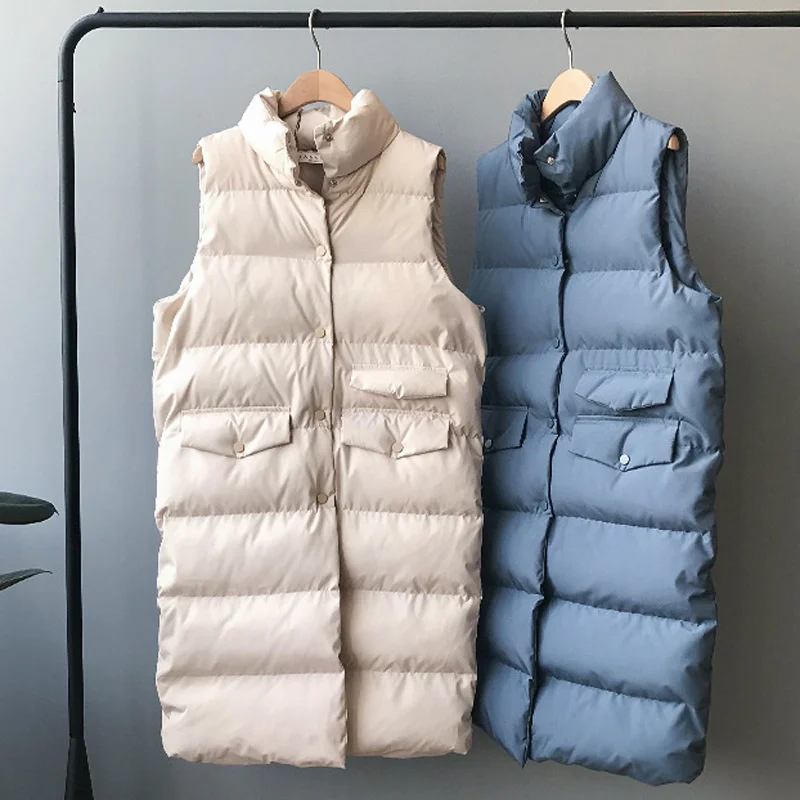 

Down cotton waistcoat women's medium and long autumn and winter wear Korean European loose large bread jacket and waistcoat