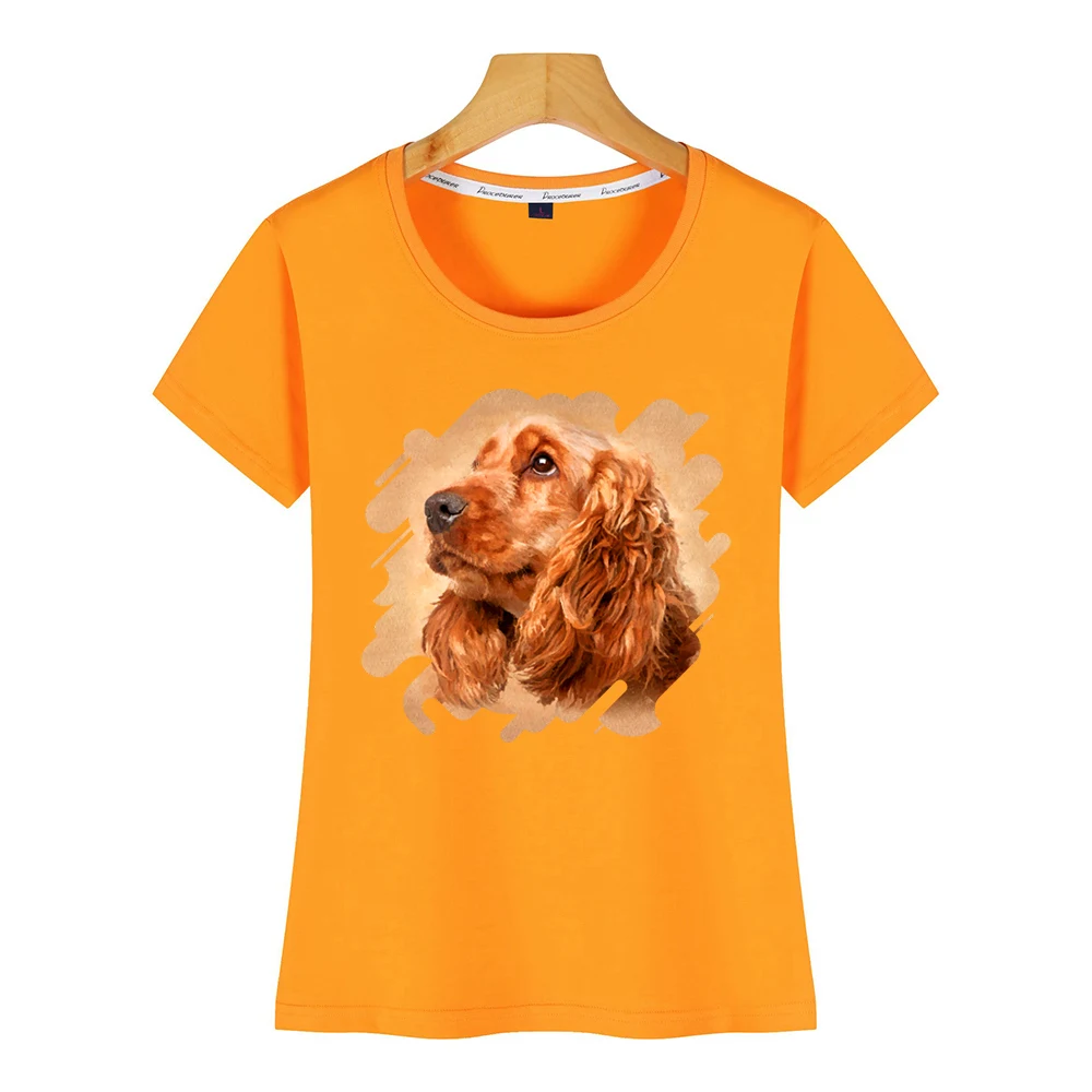 Футболка женская с принтом базовый черный топ английским Кокер