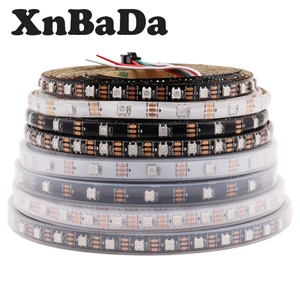 Светодиодная лента WS2812B, 5 в постоянного тока, 30607496144 светодиодовм, WS2812, чернаябелая печатная плата, IP306567, умный светодиодный светильник RGB, 145 м