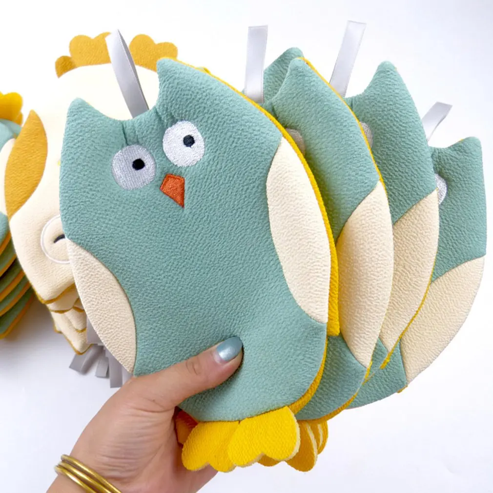 

1pc Comfortable Children's Cartoon Bath Gloves Soft Owl Washcloth Lovely Bath Cleaning Tools Color Random