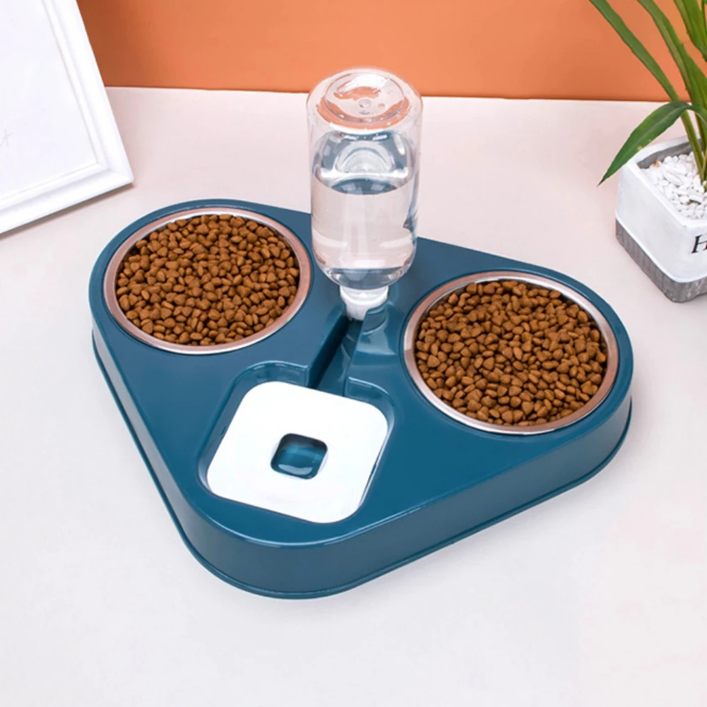 

Миска из нержавеющей стали для домашних животных, автоматическая кормушка для собак и кошек, поилка с фонтаном и двойной чашей, бутылка для ...