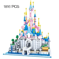 2021 new fairy tale powder castle street view building block bricks diy build model puzzle assembly girl toy gift
