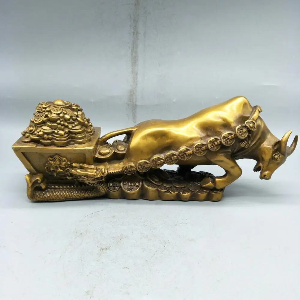 

Exquisite retro bronze bullfight Yuanbao home decoration