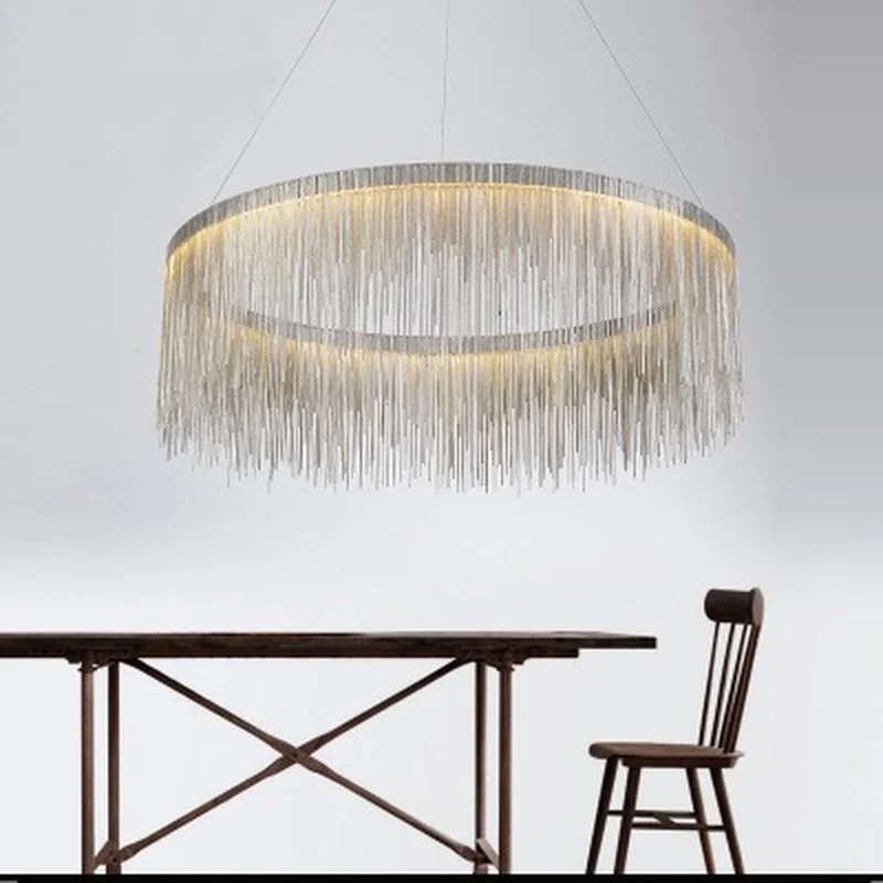 

Modern high-end villa art personality lamps simple atmosphere chain chandelier Nordic bedroom living room restaurant lights