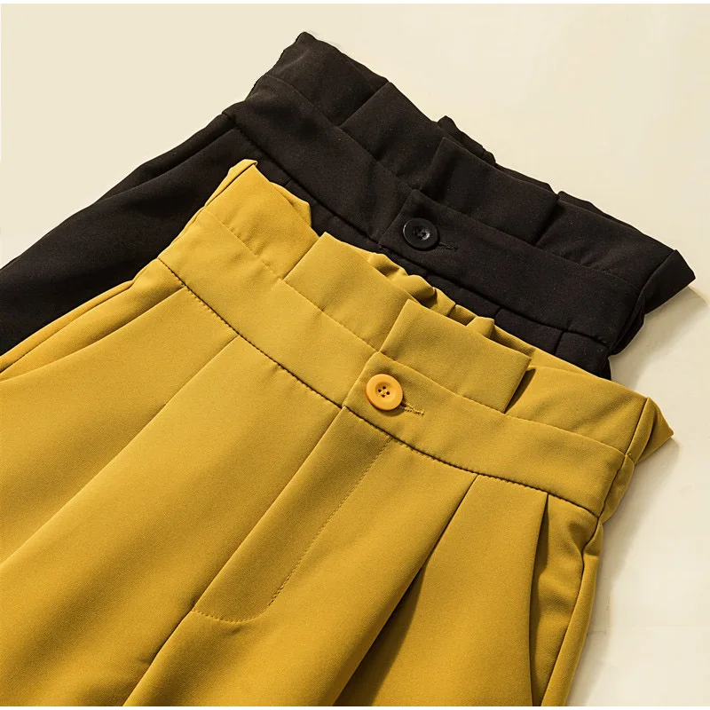 Элегантные однотонные брюки до щиколотки размера плюс с поясом и оборками на