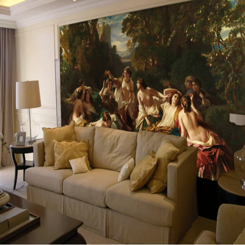 Объемная трехмерная картина маслом в европейском дворцовом стиле на заказ обои