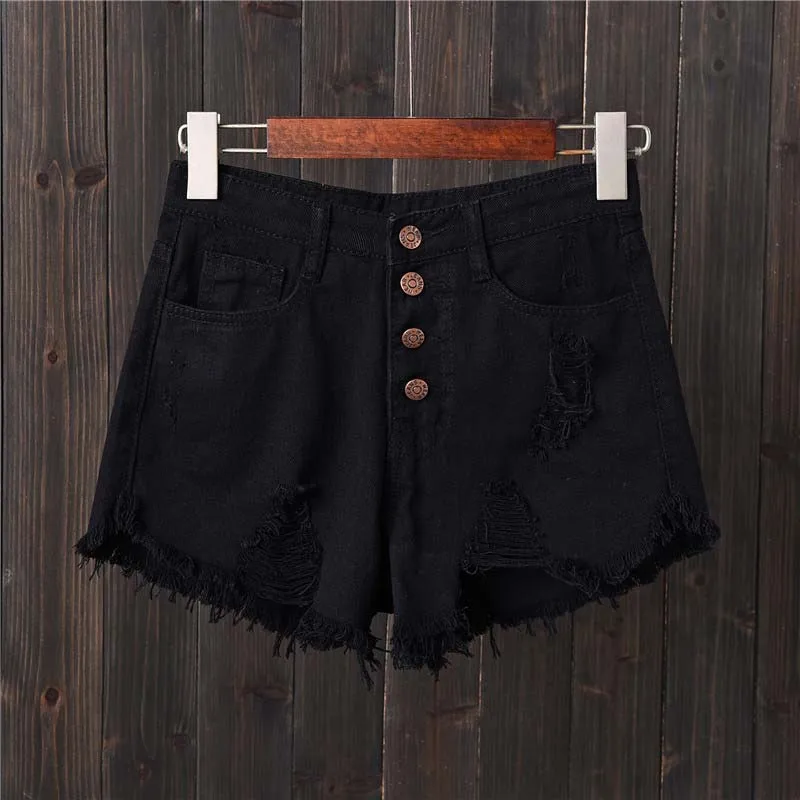 

NEW Plus Size S-5XL Casual Summer Women Jeans Shorts High Waist Fur-lined Button Pockets Denim Shorts