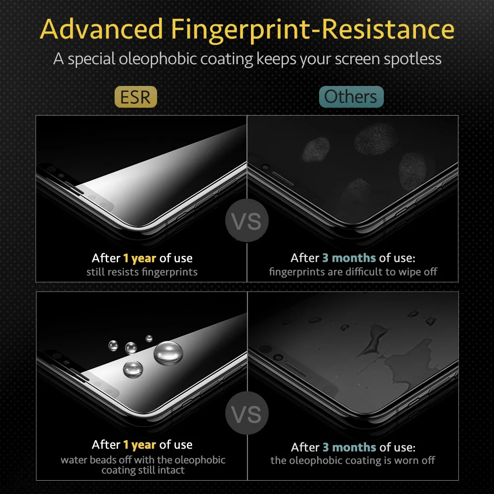ESR Screen Protector for iPhone 11 Pro X XS XR XS Max 5X Stronger Tempered Glass Protector Cover for iPhone SE 2020 11 Pro Max