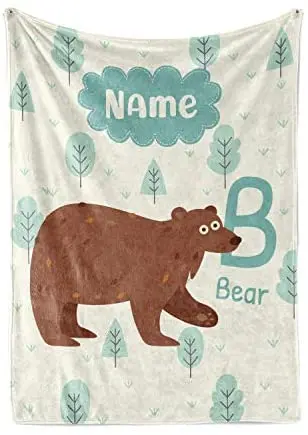 Comprare Coperte Per Ragazzi E Ragazze-B è Per Orso-coperta Da Tiro In Pile Leggero Caldo Personalizzato Per Bambini Lettere Di Apprendimento Per Bambini