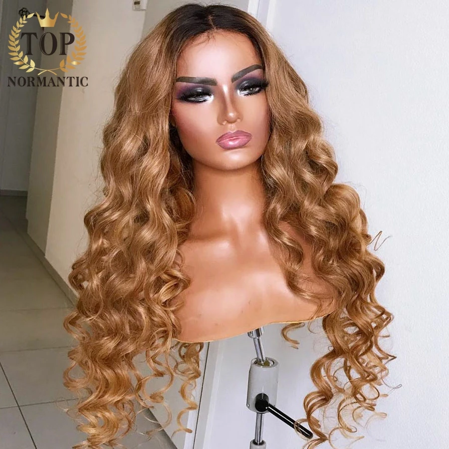 Topnormantic Ombre светильник-коричневый цвет 13x4 кружевные передние парики свободные
