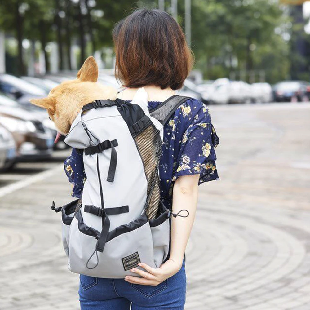 Сумка для переноски собак "Dog Carrier Bag" на плече, рюкзак для путешествий, с выступающими карманами, вентиляцией и дышащими материалами для использования на открытом воздухе, на мотоцикле или в походе.