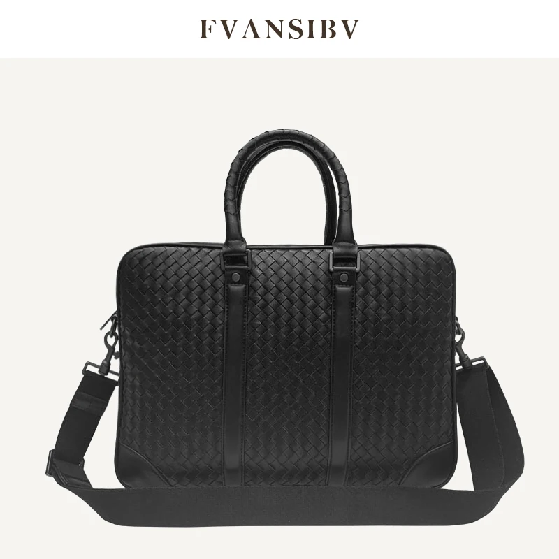Men's Briefcase 100% Leather Business Handbags Large Capacity 15-Inch Computer Bag Fashion Shoulder Bag Luxury Brand 2022 New