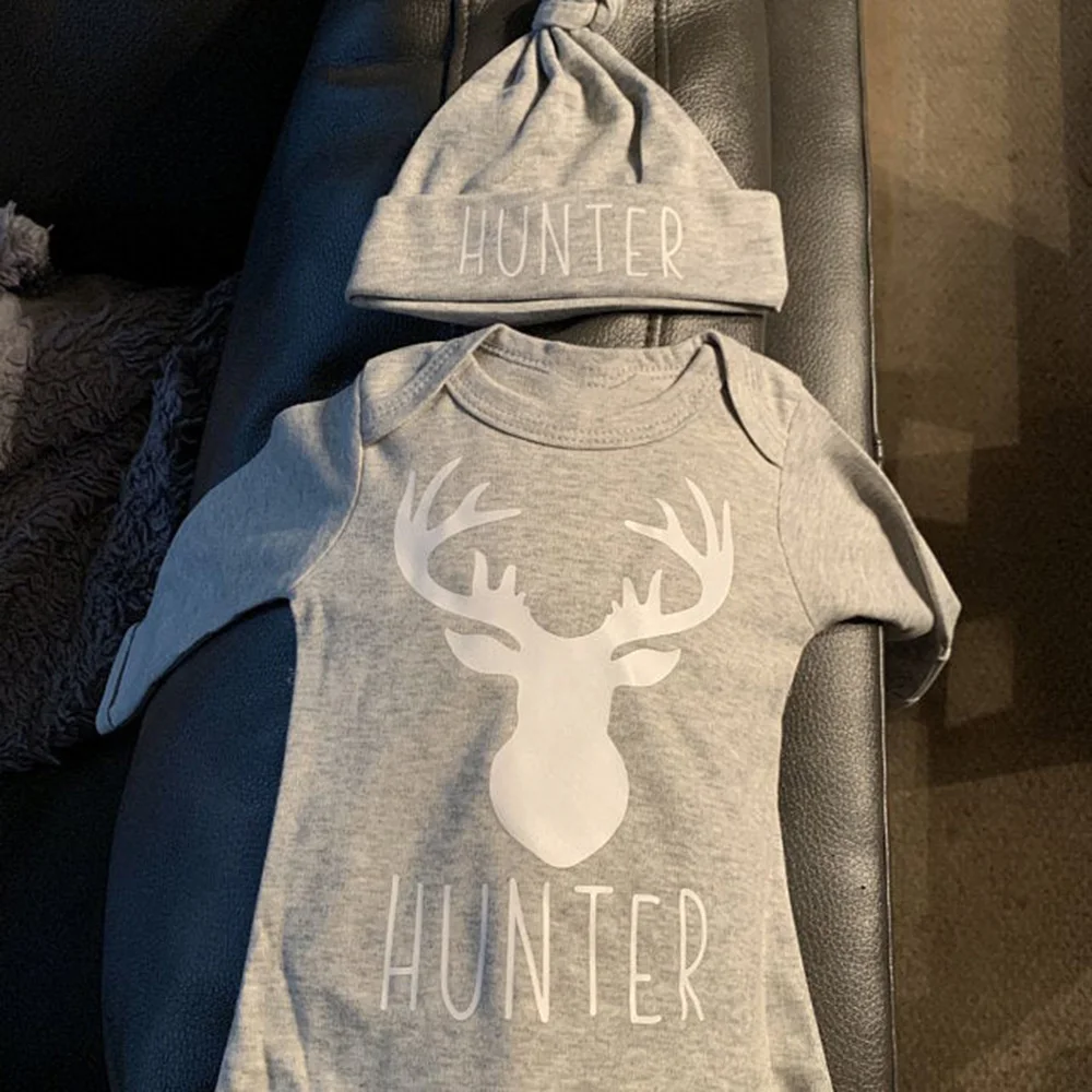 

Personalized Newborn Boy Clothes Deer Baby Boy Clothes Baby Boy Gift Boy Take Home Outfit Baby Hat Boy Antlers