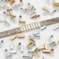 20pcs silvergold color smooth flat charms slider spacer beads for 113mm flat leather cord bracelet jewelry making findings