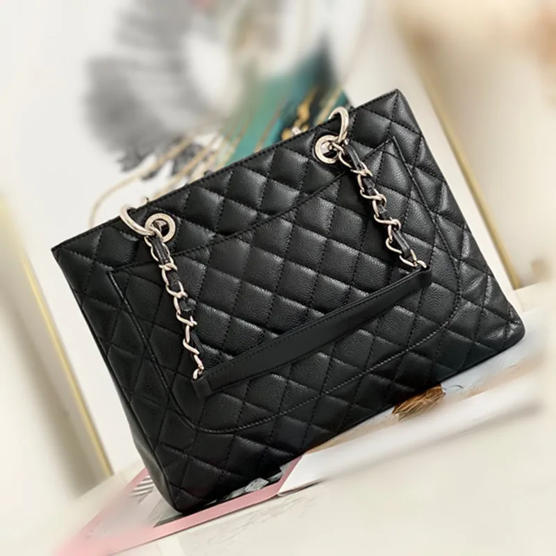 

Luxury Designer Handbag Caviar Senior Women's Handbag Sheepskin Cowhide Single Shoulder Bag Chain Belt Bag Large Capacity Wallet