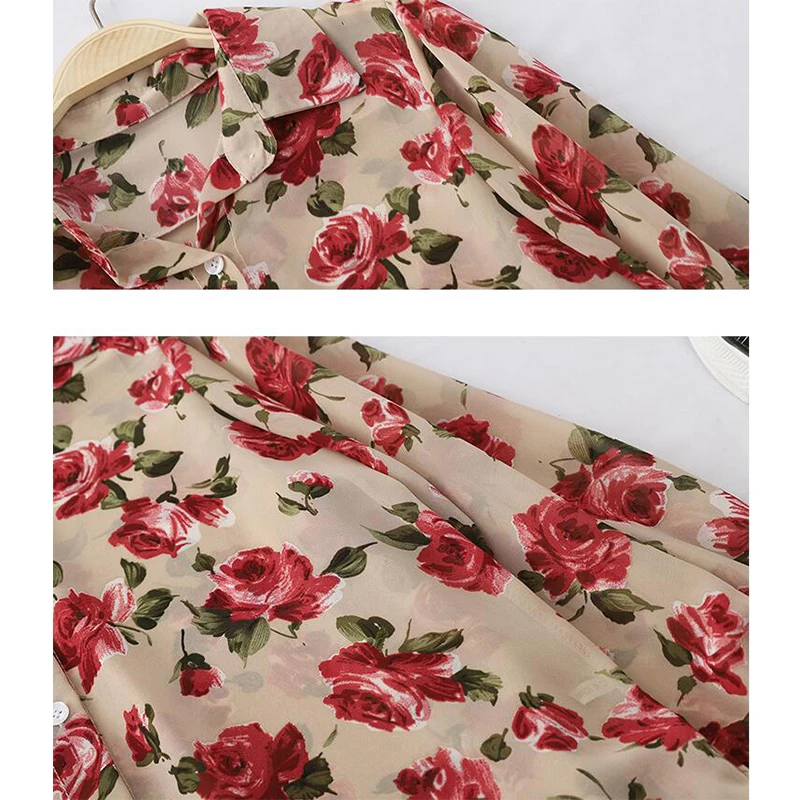 Винтажная Цветочная шифоновая блузка для женщин 2019 весна осень длинный рукав