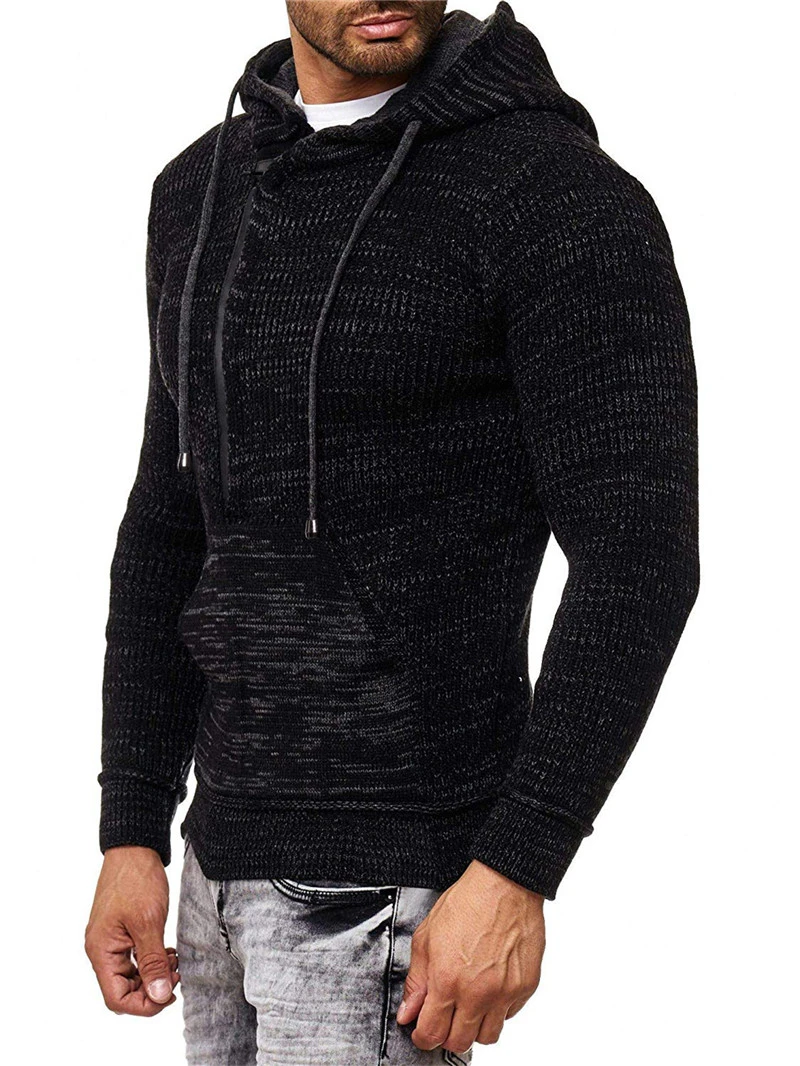 Мужской облегающий свитер на молнии однотонный трикотажный с высоким воротником