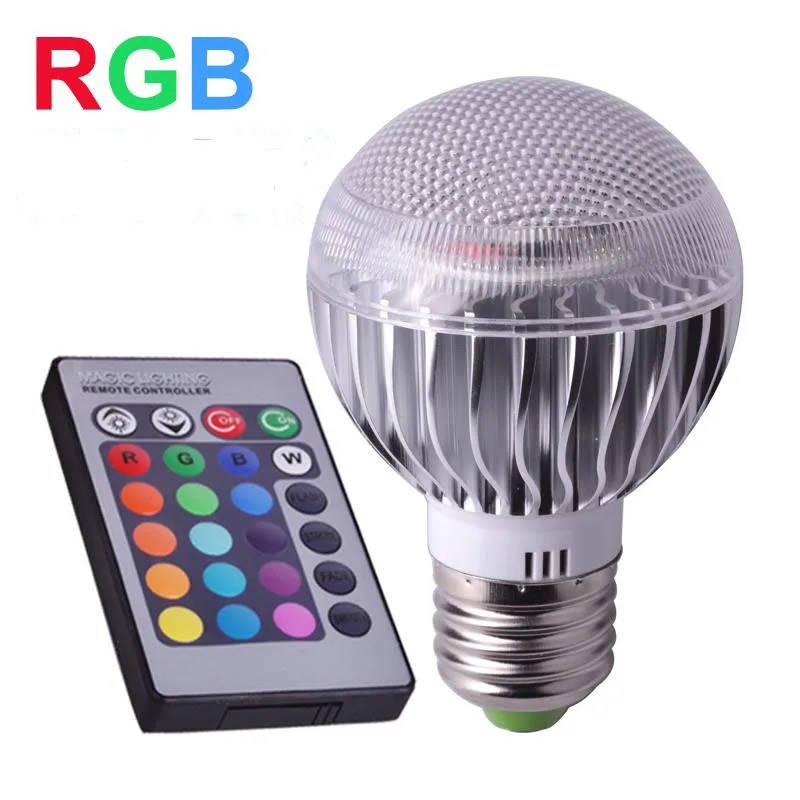 E27 RGB Dimmable LED Light 85-265V 110V 220V Colorful Bulb Lamps 6W + 24key IR Remote Control lighting